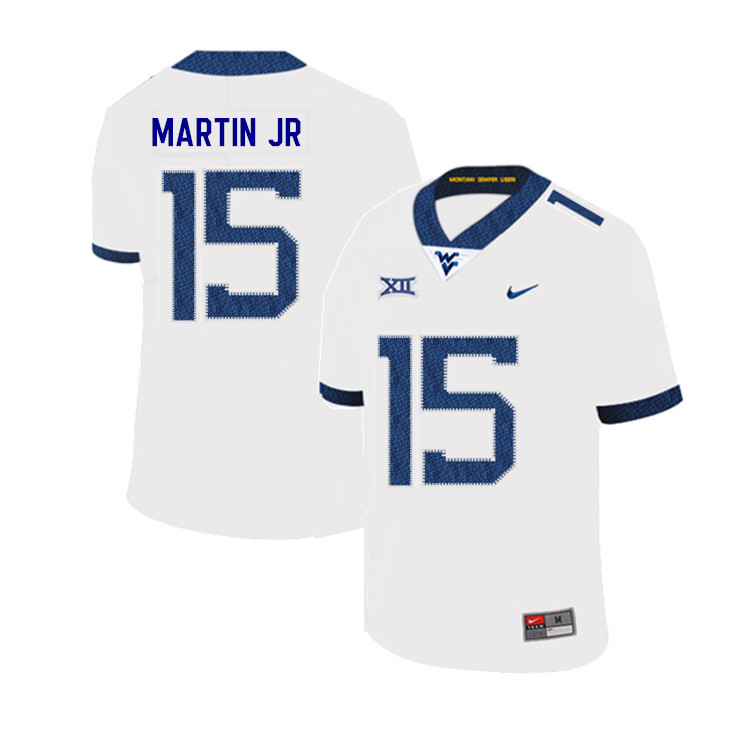 2019 Men #15 Kerry Martin Jr. West Virginia Mountaineers College Football Jerseys Sale-White - Click Image to Close